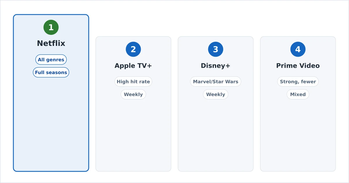 Streaming services ranked for TV series with box-set and originals badges