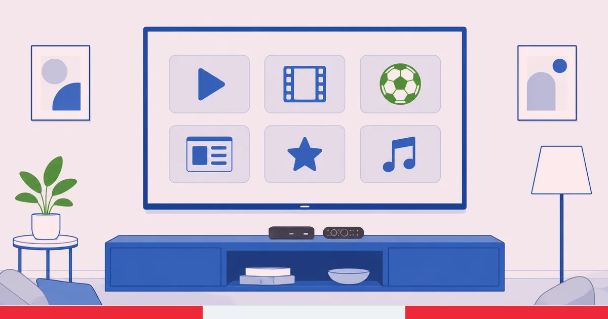 En østerriksk TV-startskjerm som viser appene ORF ON, Joyn, WOW og Netflix på en Fire TV