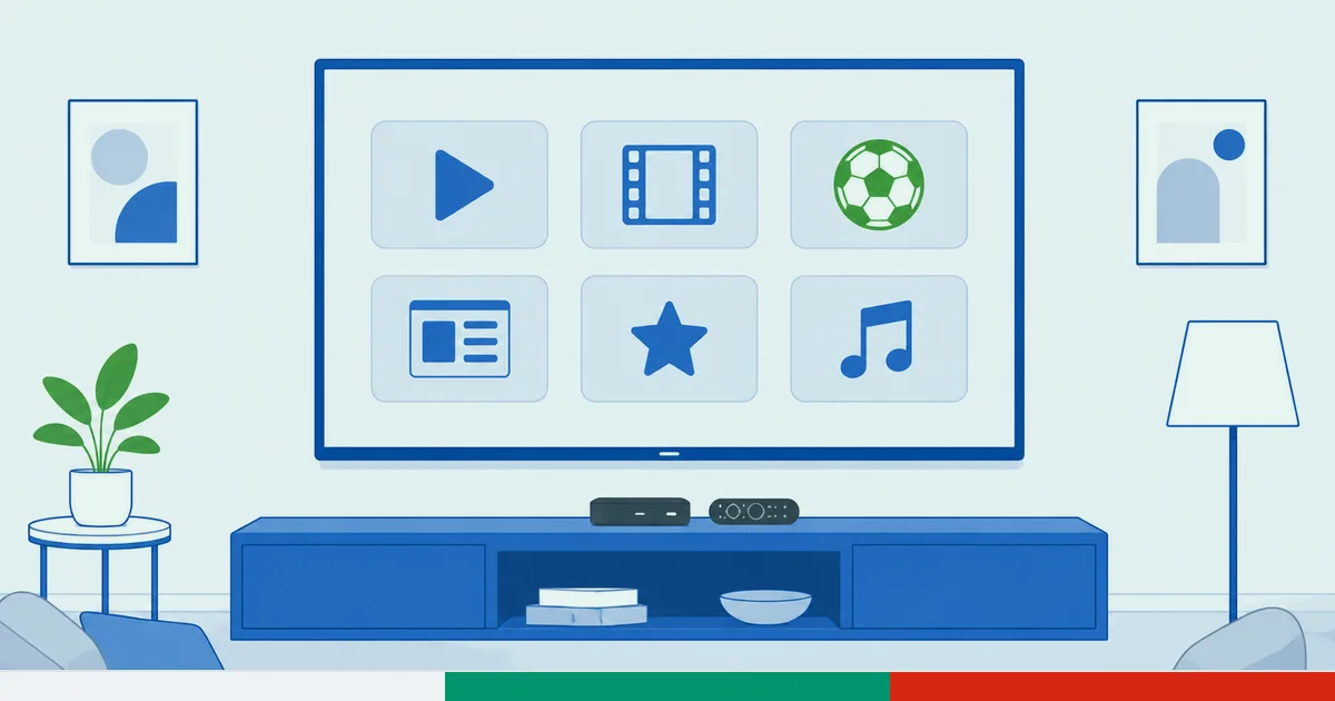 En bulgarsk TV-startskjerm som viser appene BNT, Voyo, Diema Sport og Netflix på en Fire TV