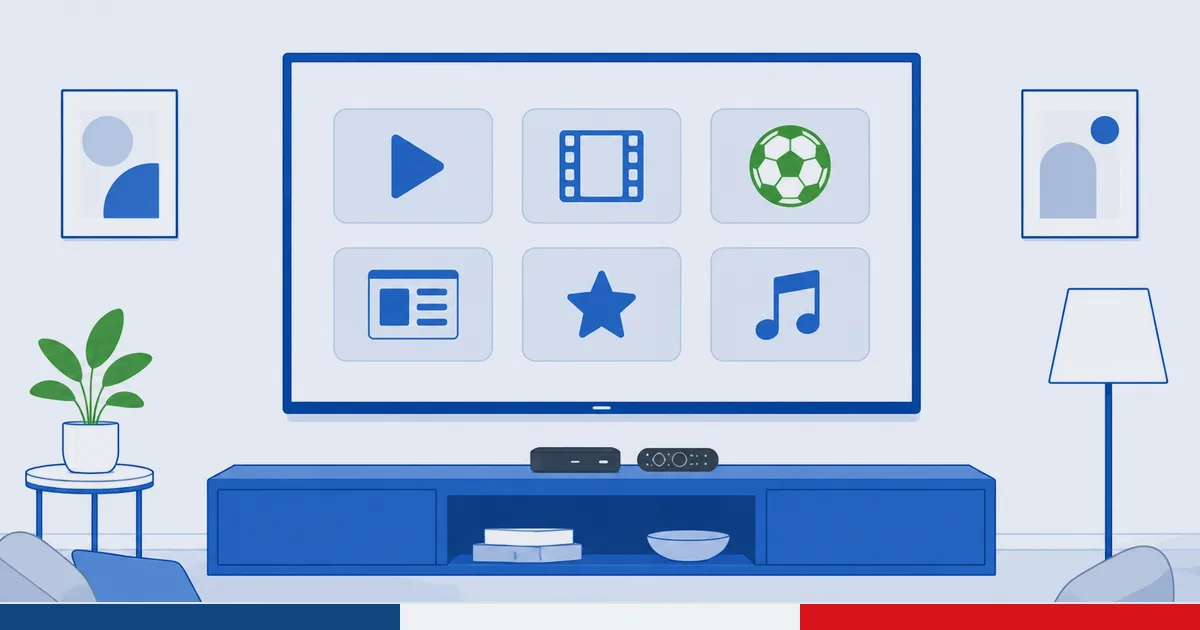 En tsjekkisk TV-startskjerm som viser appene iVysílání, Voyo, O2 TV og Netflix på en Fire TV