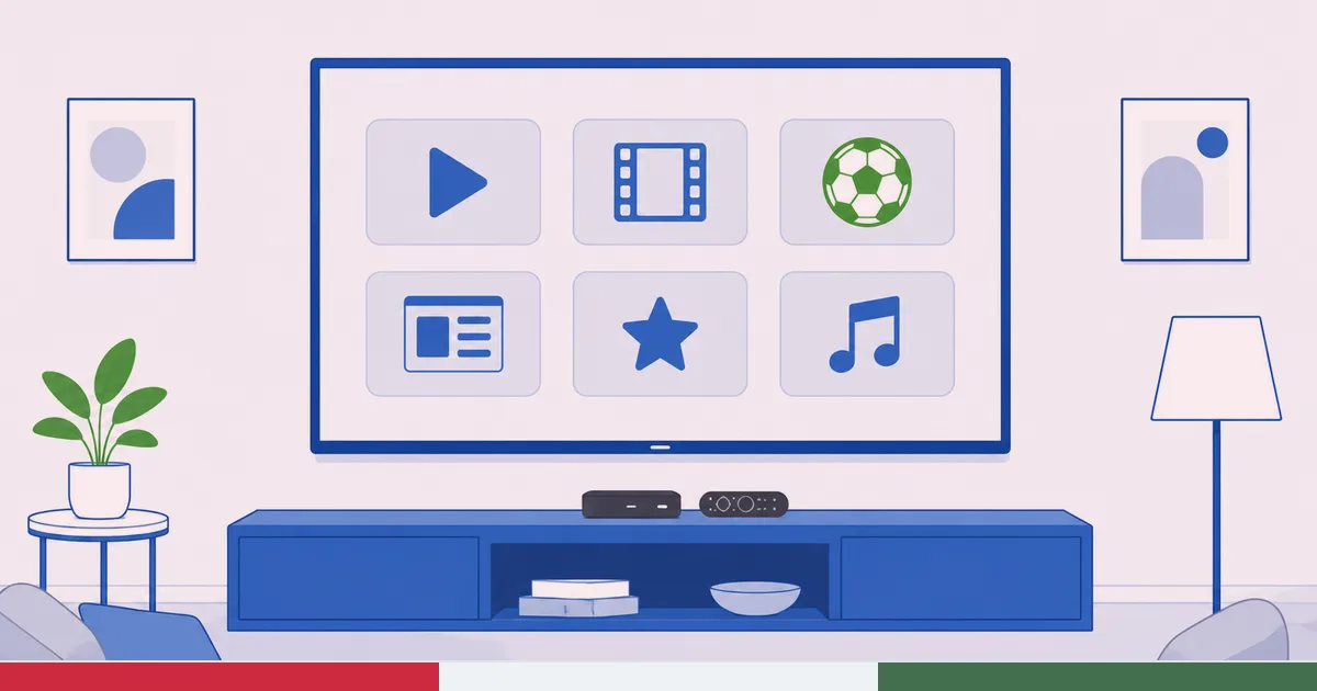 En ungarsk TV-startskjerm som viser appene MédiaKlikk, M4 Sport, RTL+ og Netflix på en Fire TV