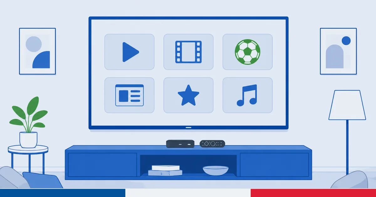 En islandsk TV-startskjerm som viser appene RÚV, Sjónvarp Símans, Stöð 2 og Netflix på en Fire TV