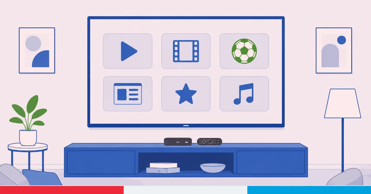En luxembourgsk TV-startskjerm som viser RTL Play, Netflix og franske og tyske apper på en Fire TV