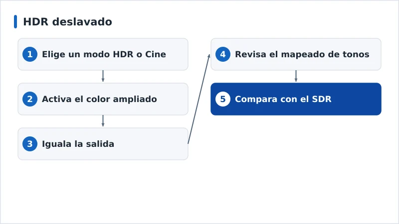 Diagrama de diagnóstico del HDR deslavado, del modo de imagen a la coincidencia de formato