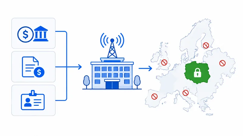 Et diagram som viser hvordan europeiske allmennkringkastere finansieres og geoblokkeres
