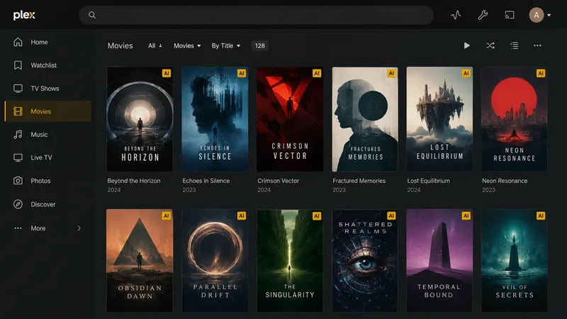 NVIDIA Shield som kjører Plex med et lokalt mediebibliotek og AI-oppskalering slått på